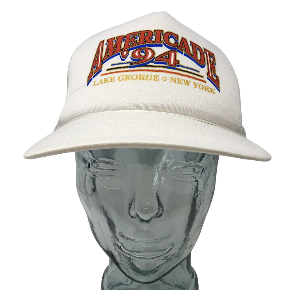 Vintage Americade Lake George NY Trucker Hat 1994 YA Headwear OSFM Snapback Cap